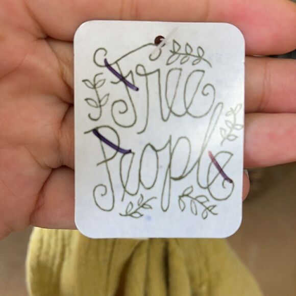 Free People L/S Mustard Top Collared V-Neck Cuffs - Picture 14 of 16